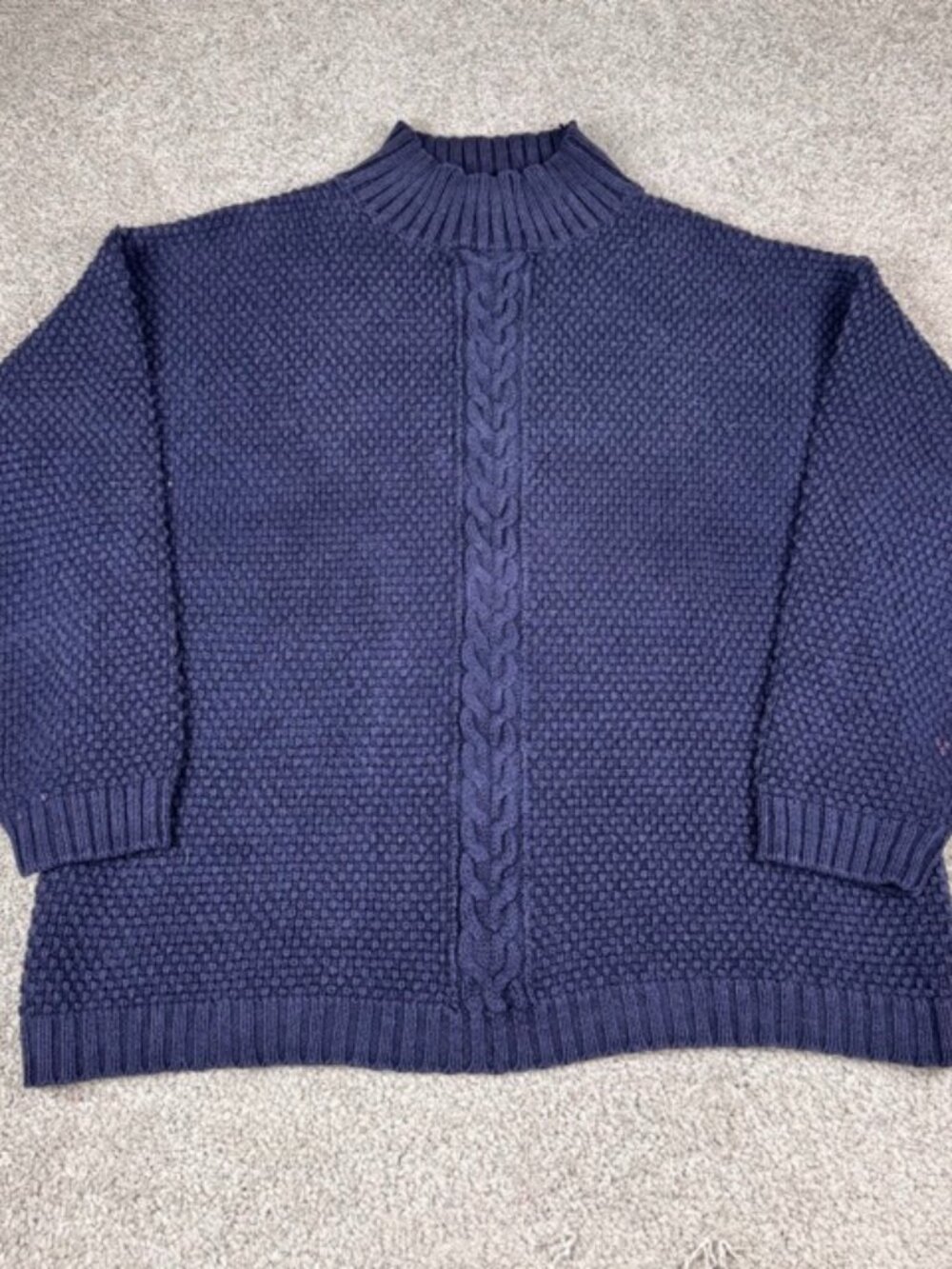 Vintage Gap Sweater Women Medium Blue Pullover Boxy Cable Knit Textured 90s Y2K